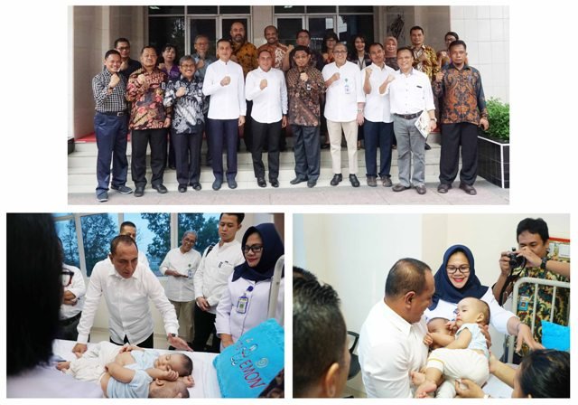 Gubsu Kunjungi Bayi Dempet Perut Adam dan Malik